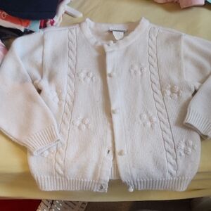 Sz 4T Cozy Vintage White Acrylic Kids Cardigan